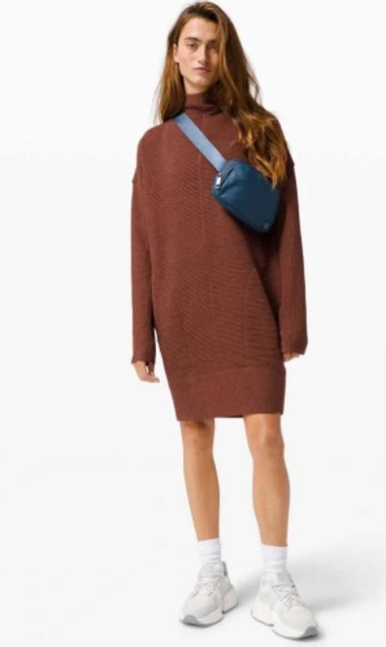 Lululemon Call For Cozy Dress Heathered Ancient Copper Size 6 Sweater Tunic